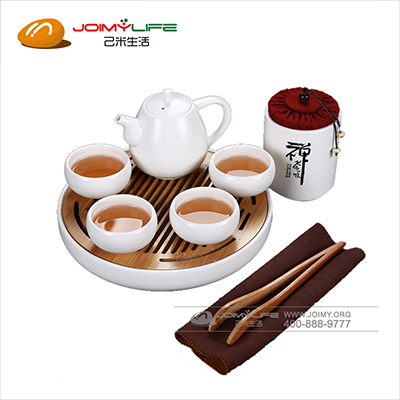 旅行茶具套装 定窑一壶四杯带茶盘便携带可印广告LOGO定制