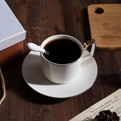 陶瓷咖啡杯套装定制 红茶杯下午花茶杯碟批发 手工描金送礼配勺订做