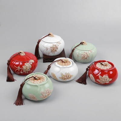 陶瓷茶叶罐密封大号装定制 粗陶普洱茶家用存储罐便携定制logo