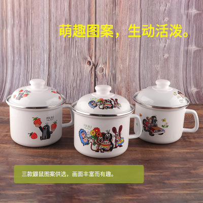 流行搪瓷牛奶杯定制 卡通时尚搪瓷杯子泡面杯泡面碗批发
