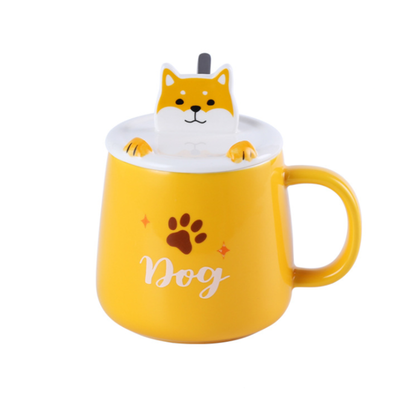 动物手机支架马克杯 带盖勺陶瓷杯子 可爱卡通办公室生日礼物杯