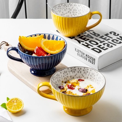 陶瓷大肚马克杯 带把牛奶杯子 防烫咖啡杯 家用奶茶水果杯麦片杯