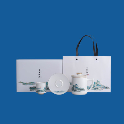老板办公杯套装 陶瓷杯定制高端礼盒现货批发