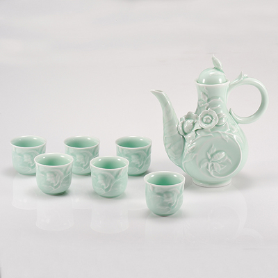 古婺窑火酒具套装 中式仿古烈酒黄酒白酒杯陶瓷酒壶家用锦上添花