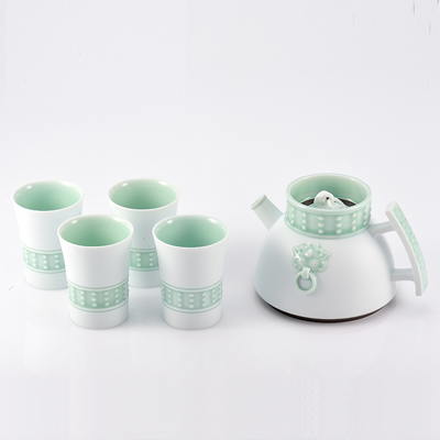 古婺窑火青瓷陶瓷茶具 一壶四杯办公室会客功夫茶具套装送礼物盒装