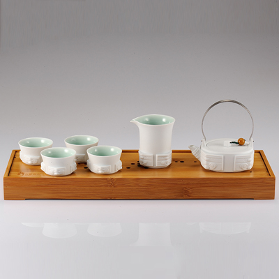 古婺窑火陶瓷青瓷功夫茶具套装 一壶四杯办公室会客家用送礼品茶具