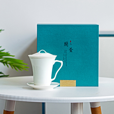 兰台桥办公杯 带茶漏茶托实用礼盒包装商务随手