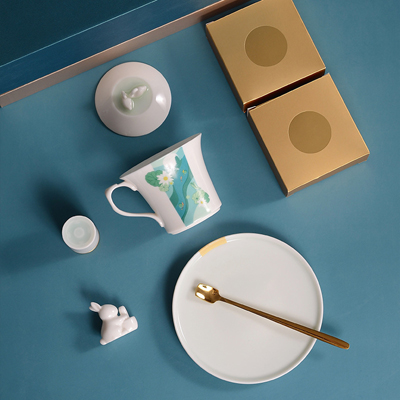 兰台子衿杯月华清慢套装办公杯加搅拌勺