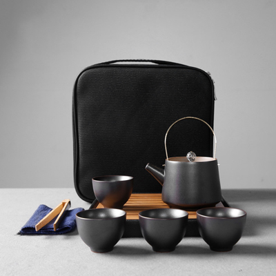旅行功夫茶具套装 便携包式快客杯一壶四杯泡茶壶茶杯茶盘户外车载
