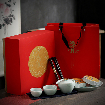 方然花月礼盒套装商务伴手礼 节庆福利可印logo礼品陶瓷茶具批发