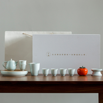 方然房地产开业礼品 柿事如意柿子茶叶罐茶具礼盒展会商务伴手礼