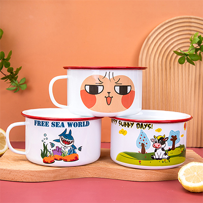 搪瓷泡面碗带盖 学生宿舍大号方便面快餐杯 时尚