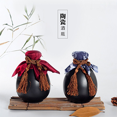 陶瓷空酒瓶酒壶 一斤装手抓瓶复古土陶酒坛500