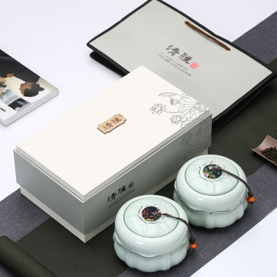 茶叶包装空礼盒定制 陶瓷茶叶罐礼盒包装 绿茶大