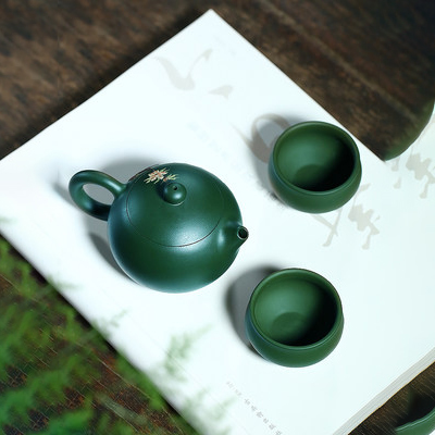 厂家紫砂壶全手工 原矿绿泥泥绘泡茶壶茶具套装套装定做