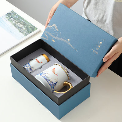 变色青花瓷杯子马克杯带茶漏泡茶过滤杯银水杯