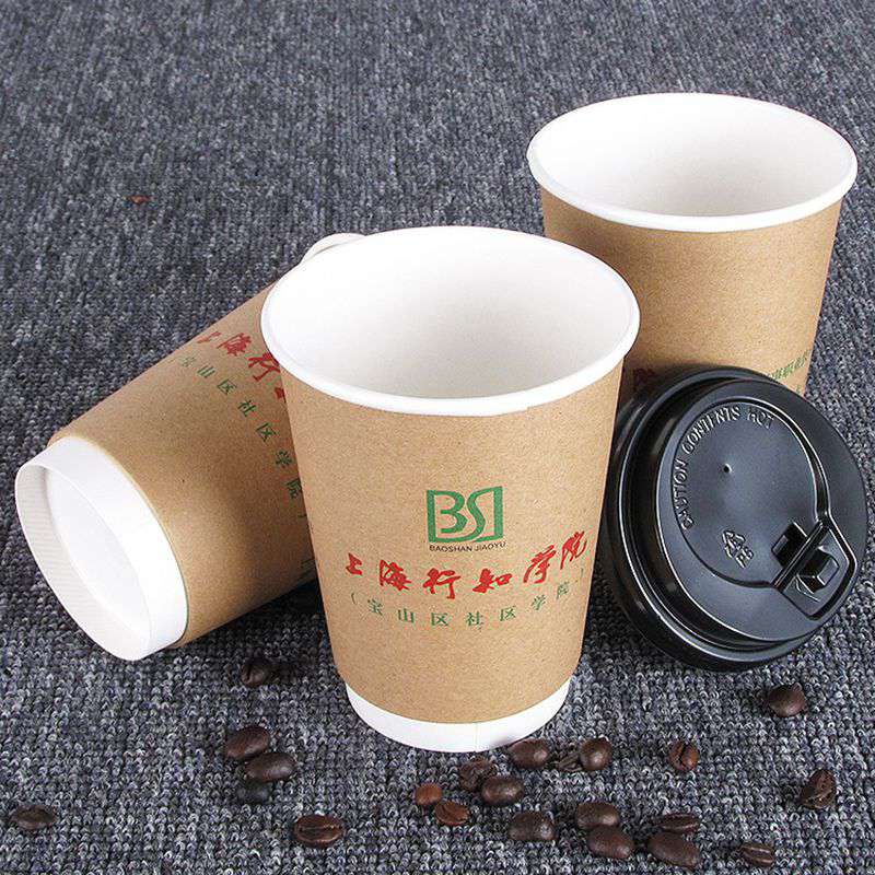 上海行知学院牛皮纸双层杯定制案例