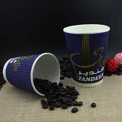 一次性瓦楞杯咖啡杯奶茶杯 竖纹 防烫