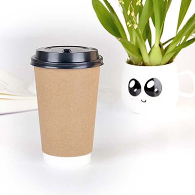 一次性牛皮纸双层纸杯果汁杯咖啡杯
