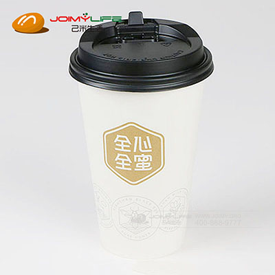2019年8月  白色一次性带盖咖啡纸杯定制